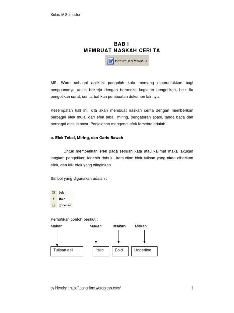 Materi tik kelas 4 sd