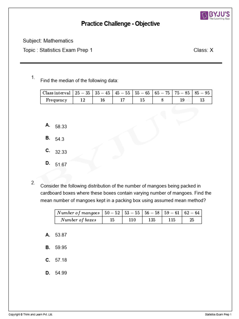Statistics Objective Q1 | PDF | Rupee | Mathematics