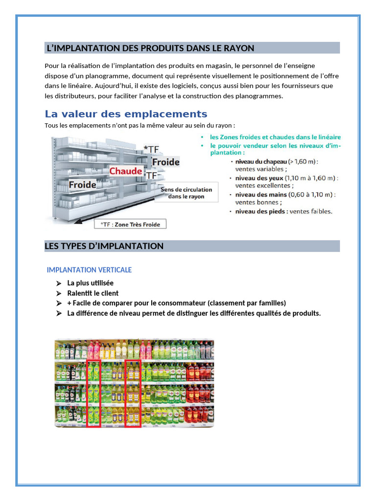 Types d'implantation des rayons en magasin | PDF