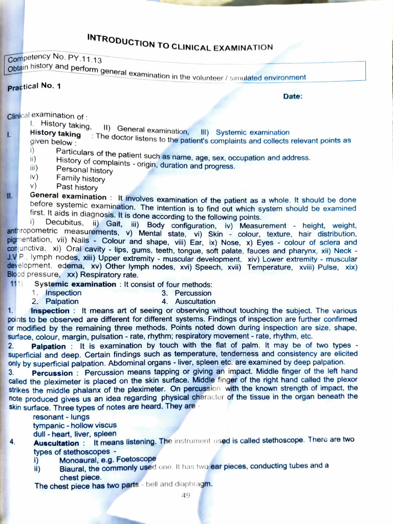 Clinical Examination Techniques Guide | PDF | Medical Specialties ...
