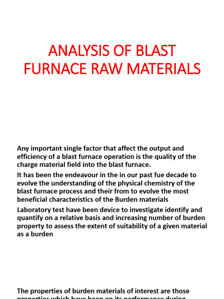 Blast Furnace Burden Material Analysis | PDF | Temperature | Gases