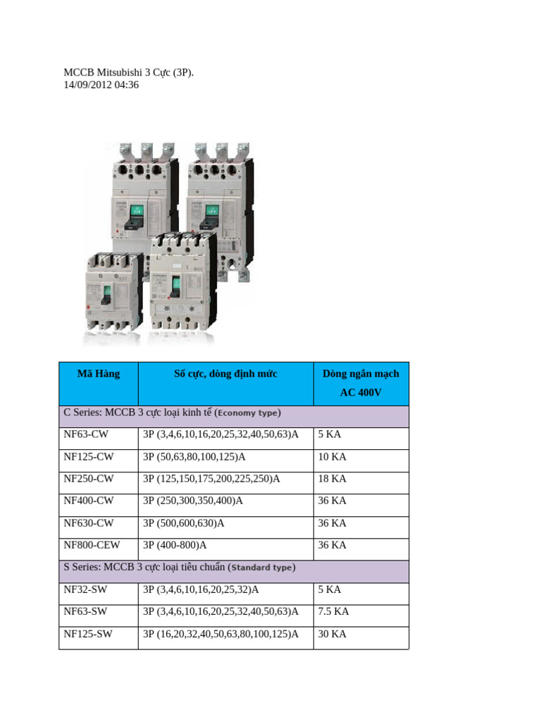 MCCB Mitsubishi 3 C C | PDF