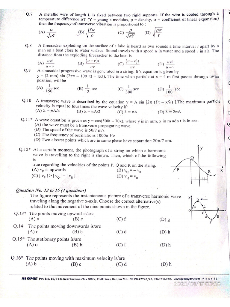 Meachanical Waves-JEE | PDF