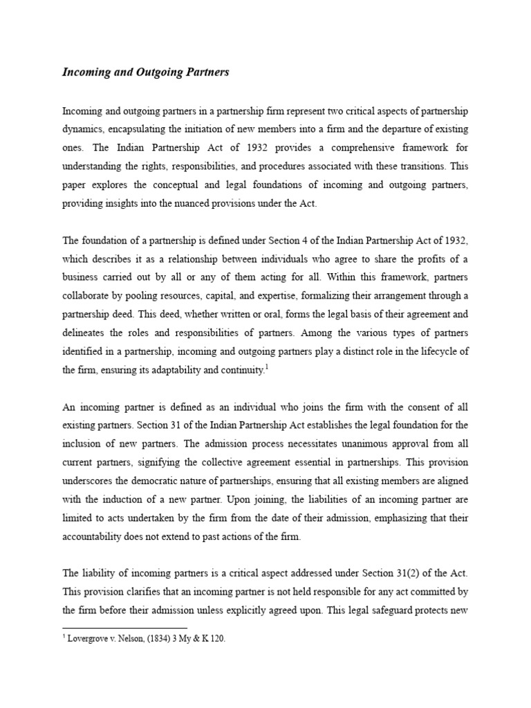 Incoming and Outgoing Partners | PDF | Partnership | Consent