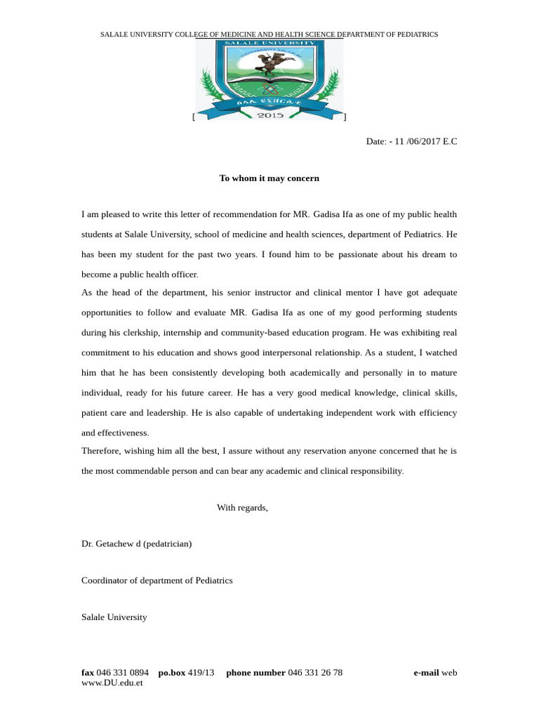Pedi Recommendation Letter | PDF