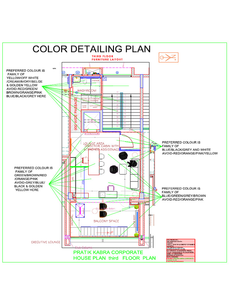Pratik Kabra Corporate House Third Floor Color Detailing Plan | PDF