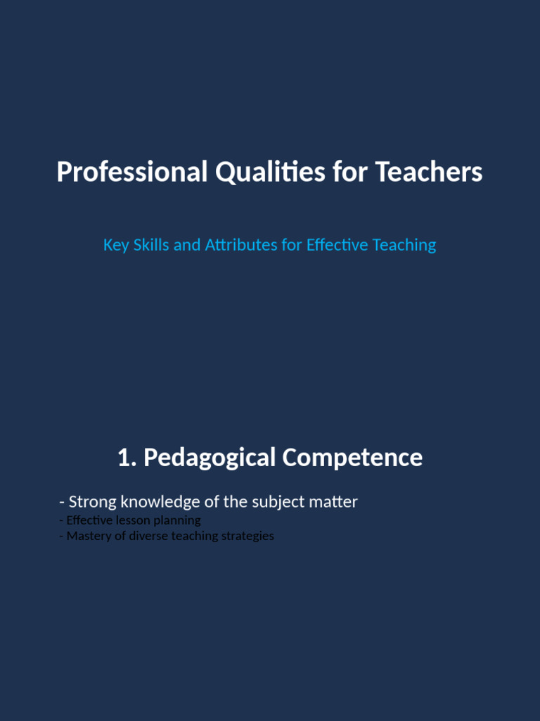 Essential Qualities of Effective Teachers | PDF