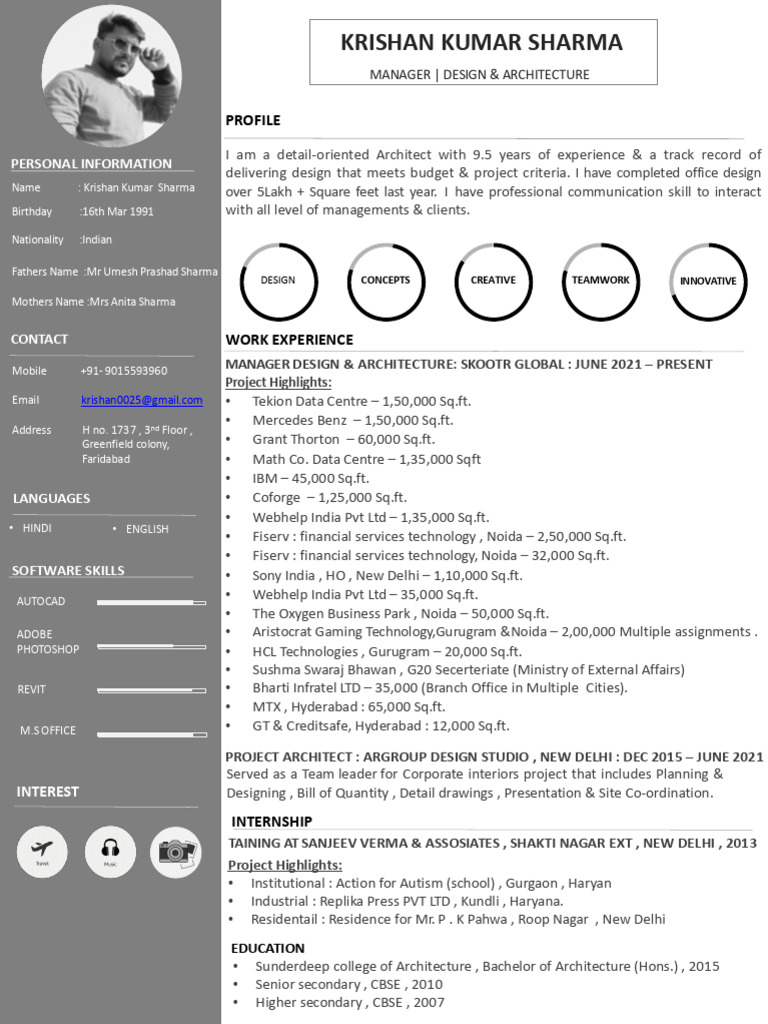 Manager of Design & Architecture Profile | PDF