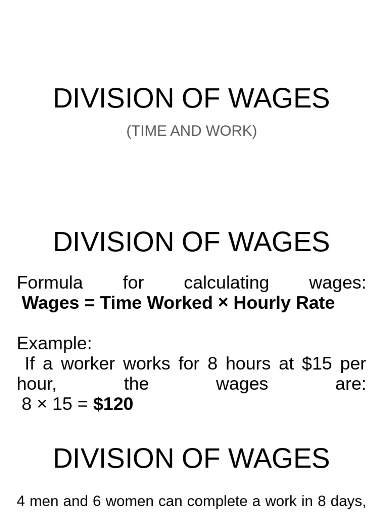 Wages Calculation in Time and Work | PDF | Wage | Employment Compensation