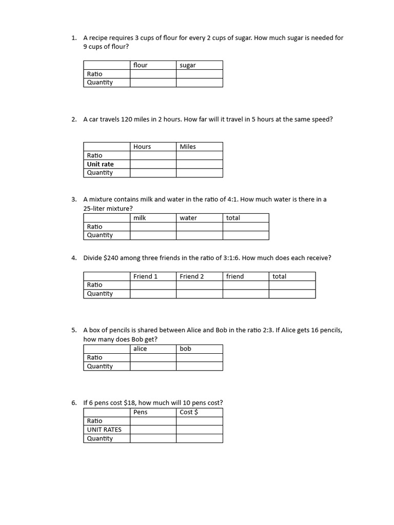 Ratio and Proportion Problems Guide | PDF