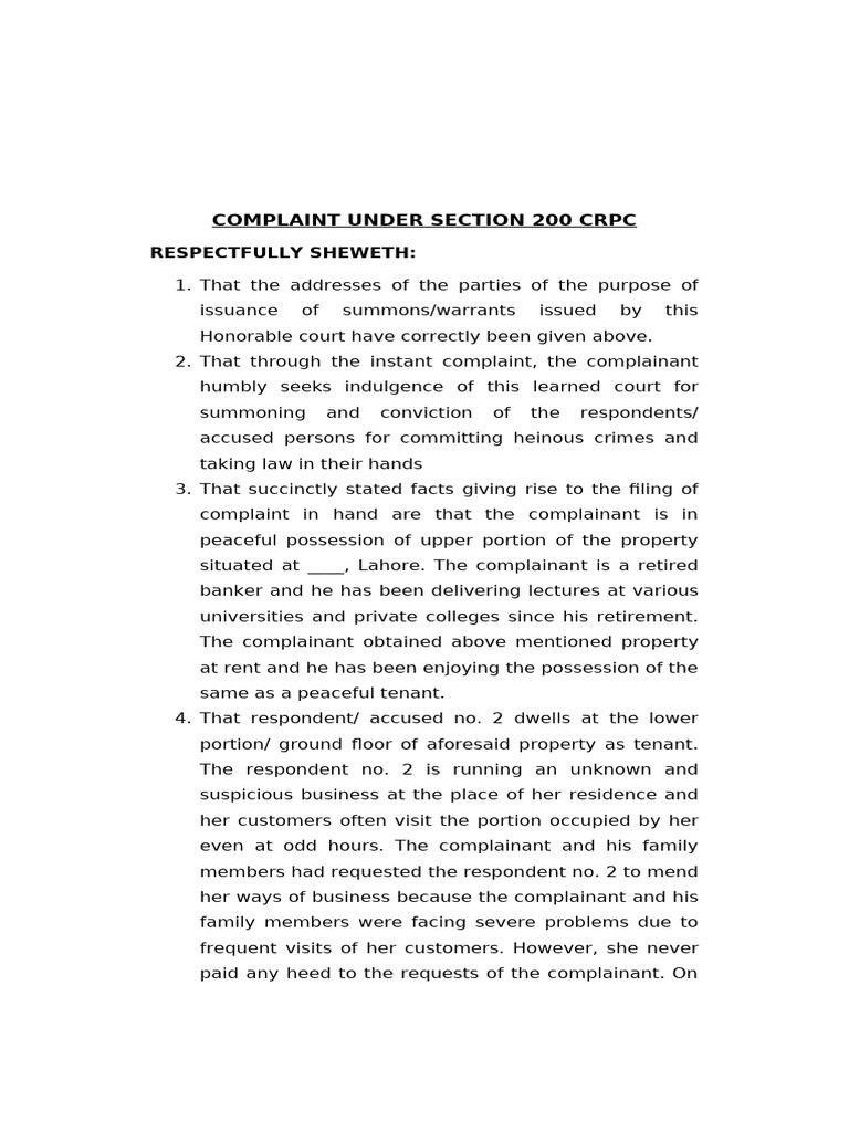 Private Complaint Under Section 200 CRPC | PDF | Assault | Crimes