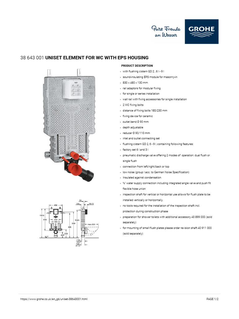 GROHE GRO38643001 38643001 Uniset WC, Multicolore