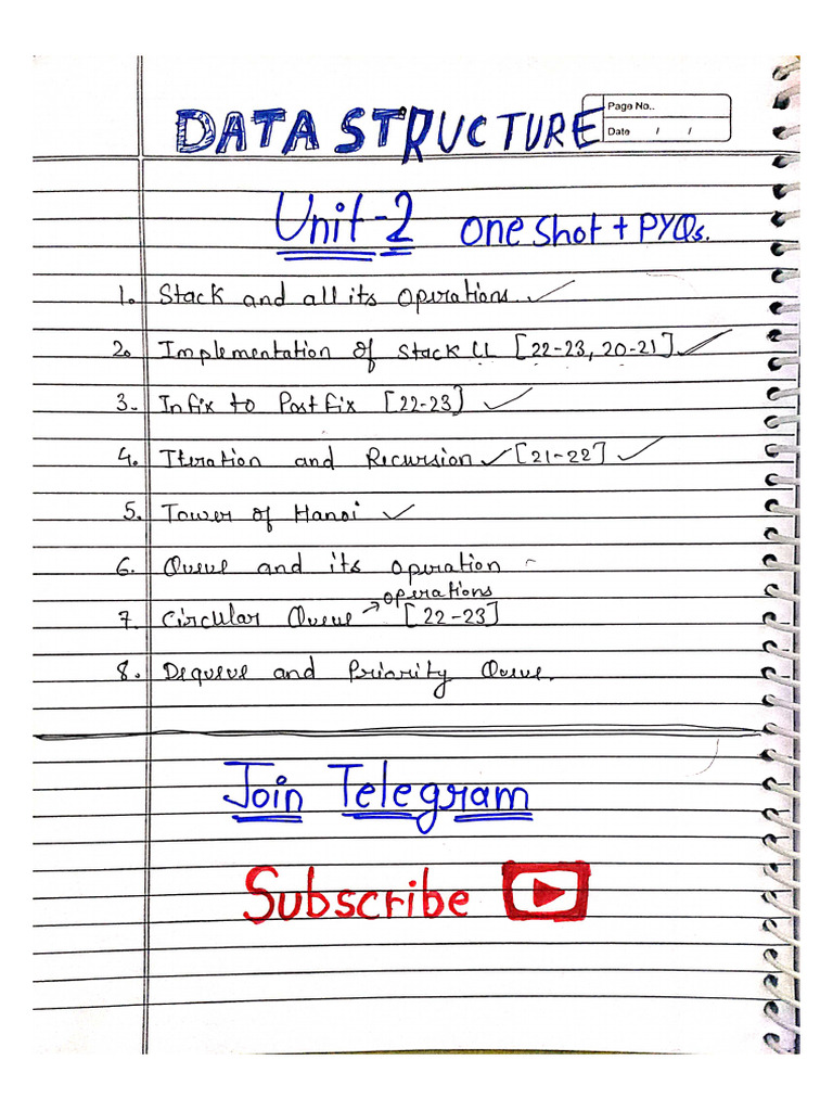 Ds Unit 2 One Shot by Multi Atoms | PDF | You Tube