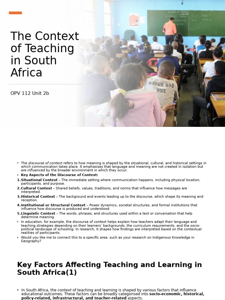 Contextual Factors in South African Education | PDF | Learning | Teachers