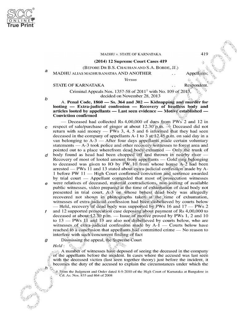 Madhu v. State of Karnataka (SCC) | PDF | Judiciaries | Government ...