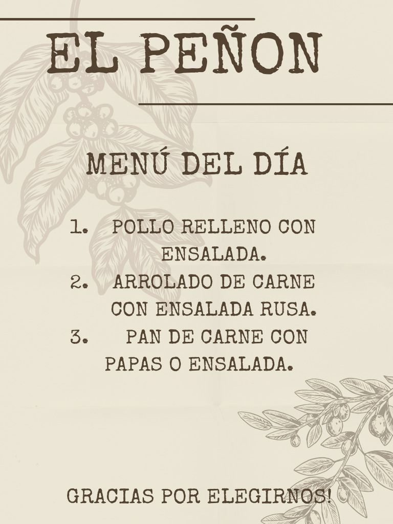 Menu Del Dia | PDF