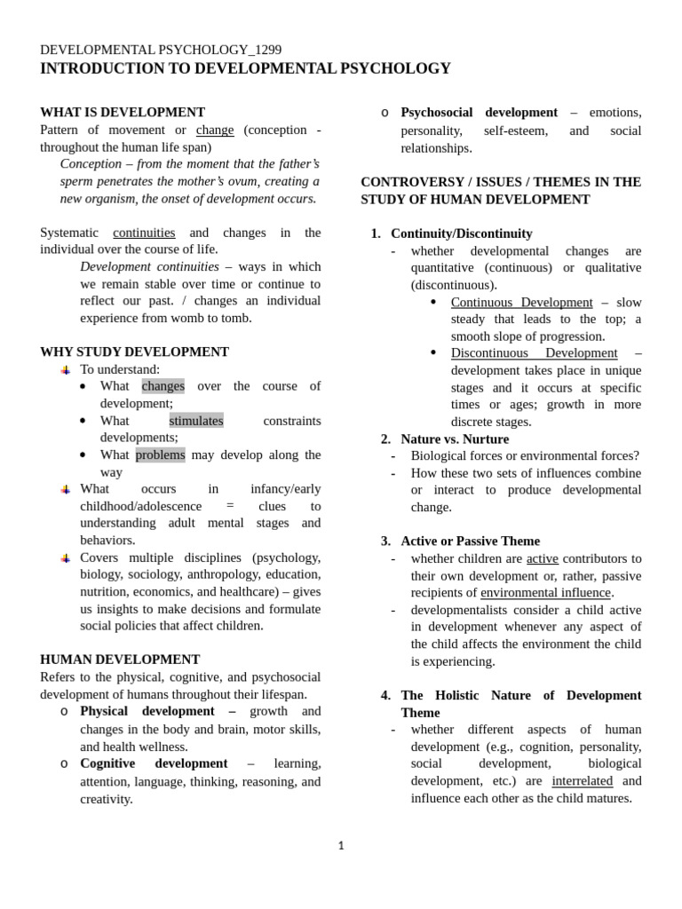 Overview of Developmental Psychology | PDF | Developmental Psychology ...