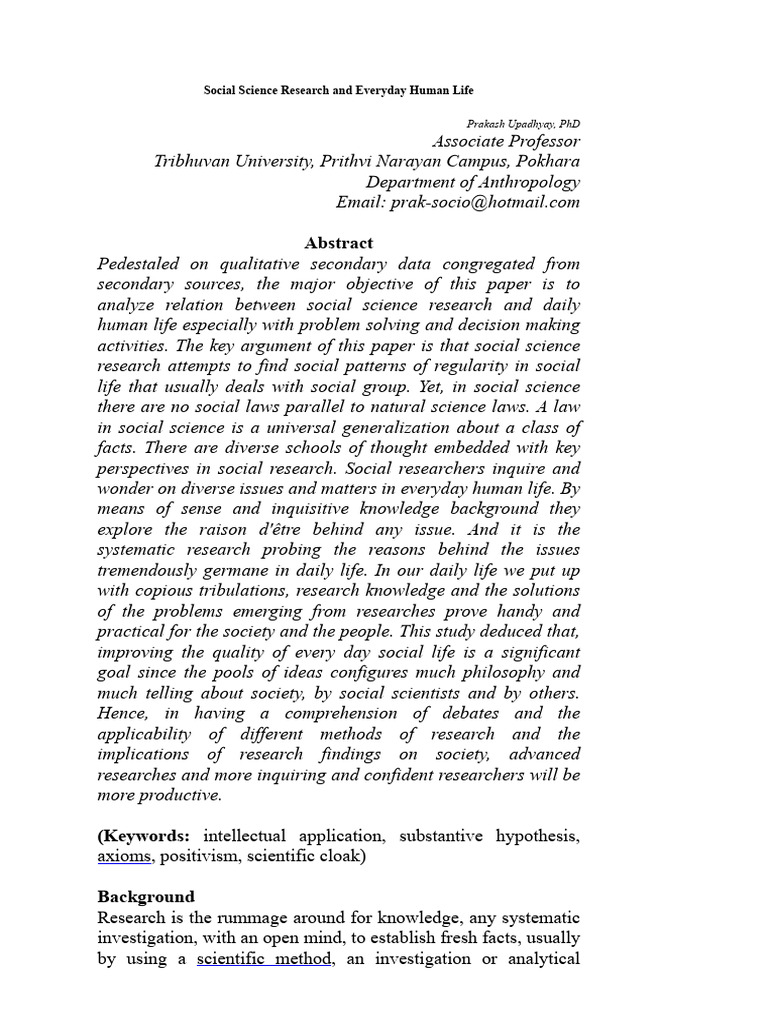 Social Science Research in Daily Life | PDF | Scientific Method ...