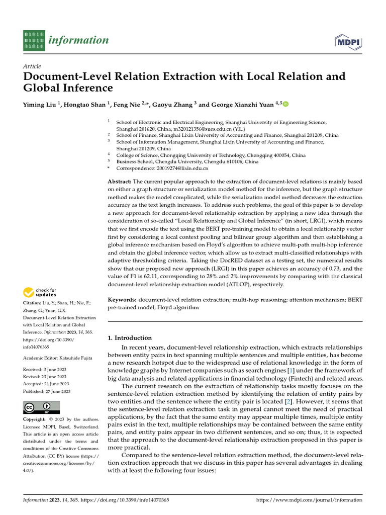 Yuan - No9 - Document-Level Relation Extraction With Local Relation and ...