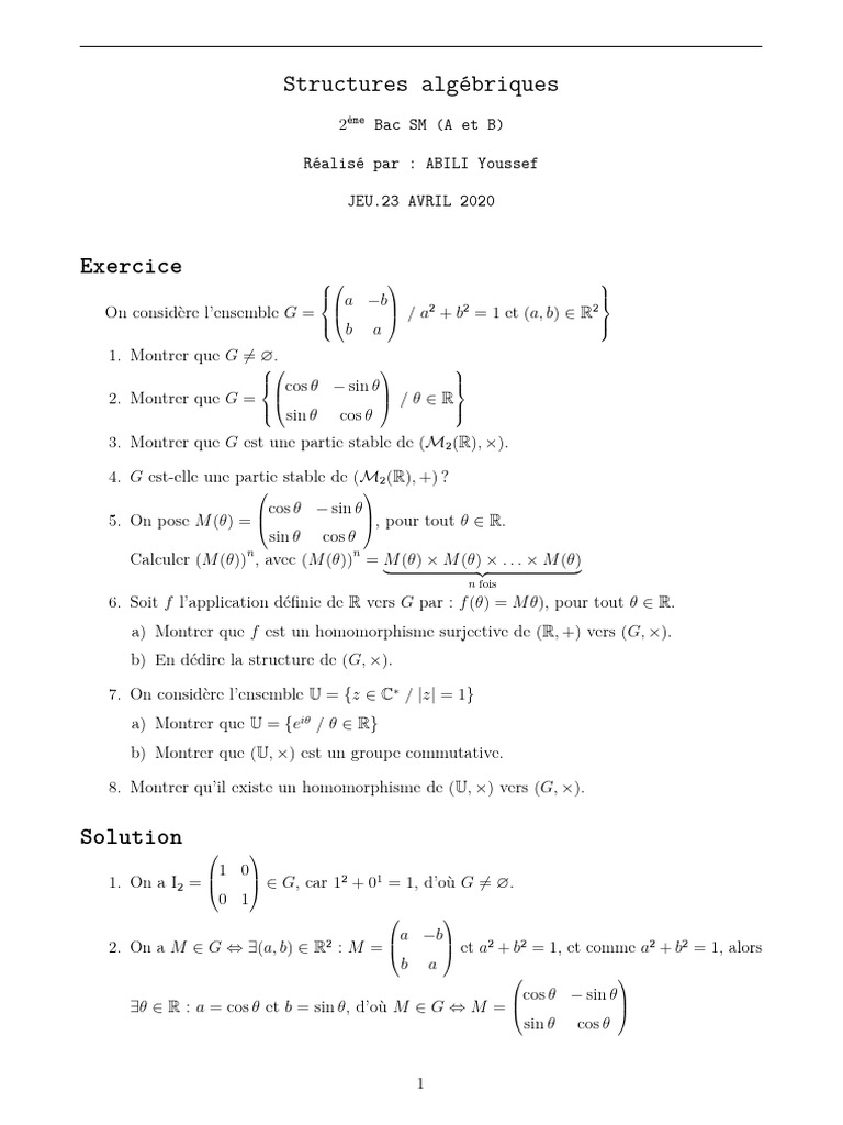 Structures algébriques et stabilité de G | PDF | Algèbre générale ...