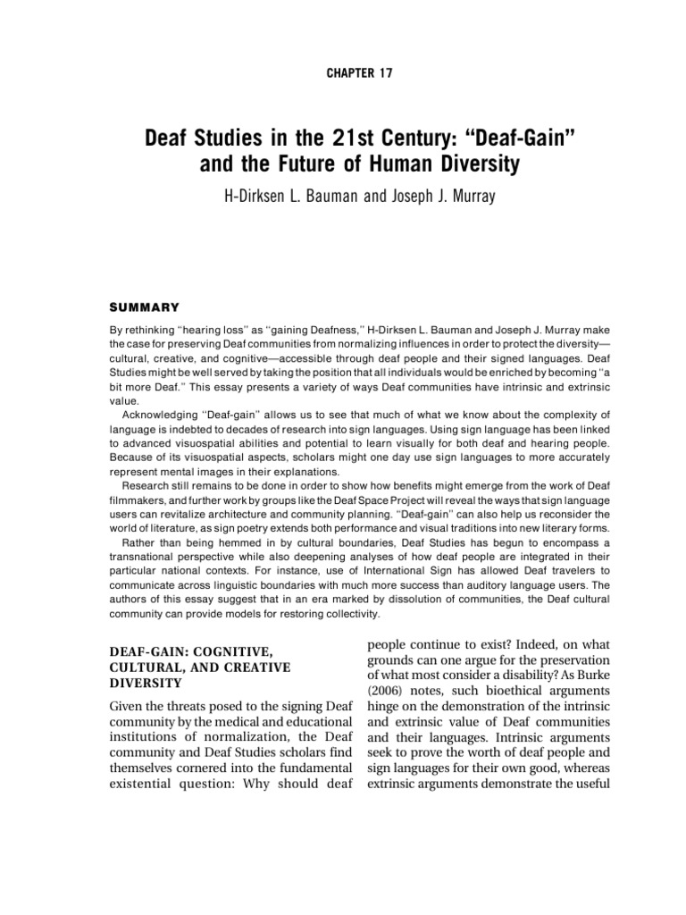 Embracing Deaf-Gain: Cultural Diversity | PDF | Sign Language | Deafness