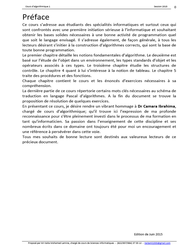 Introduction à l'algorithmique 1 | PDF | Programmation | Programme ...