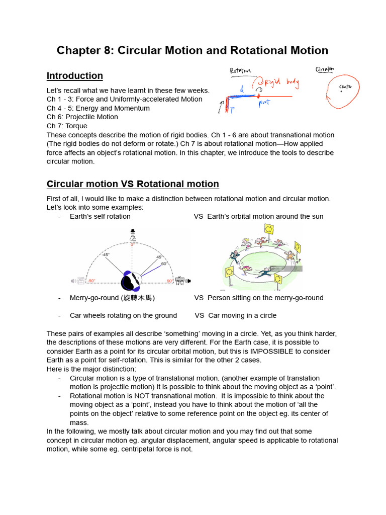 Chapter 8 - Circular Motion and Rotational Motion | PDF | Angle ...