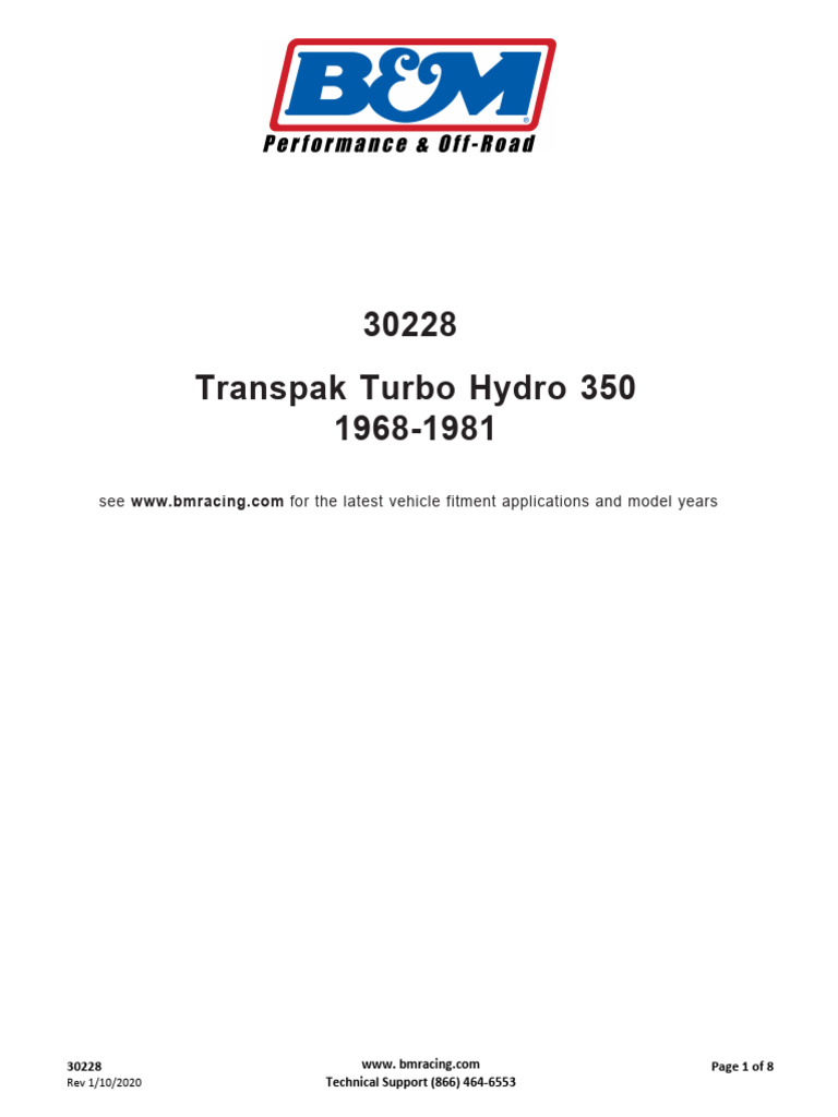 Transpak Turbo 350 Installation Guide | PDF | Valve | Throttle