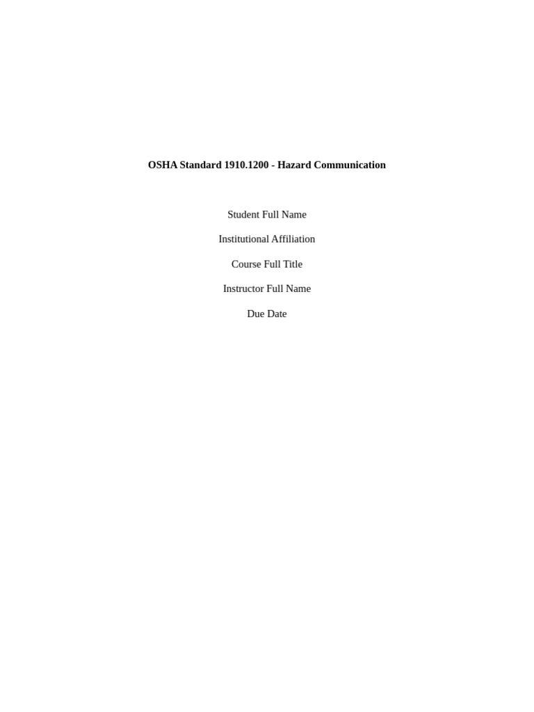 OSHA Standard | PDF | Occupational Safety And Health Administration ...