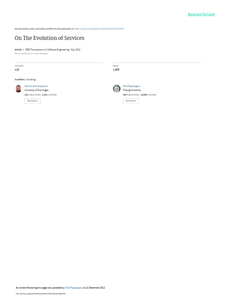 Service Evolution Management Framework | PDF | Xml | Quality Of Service