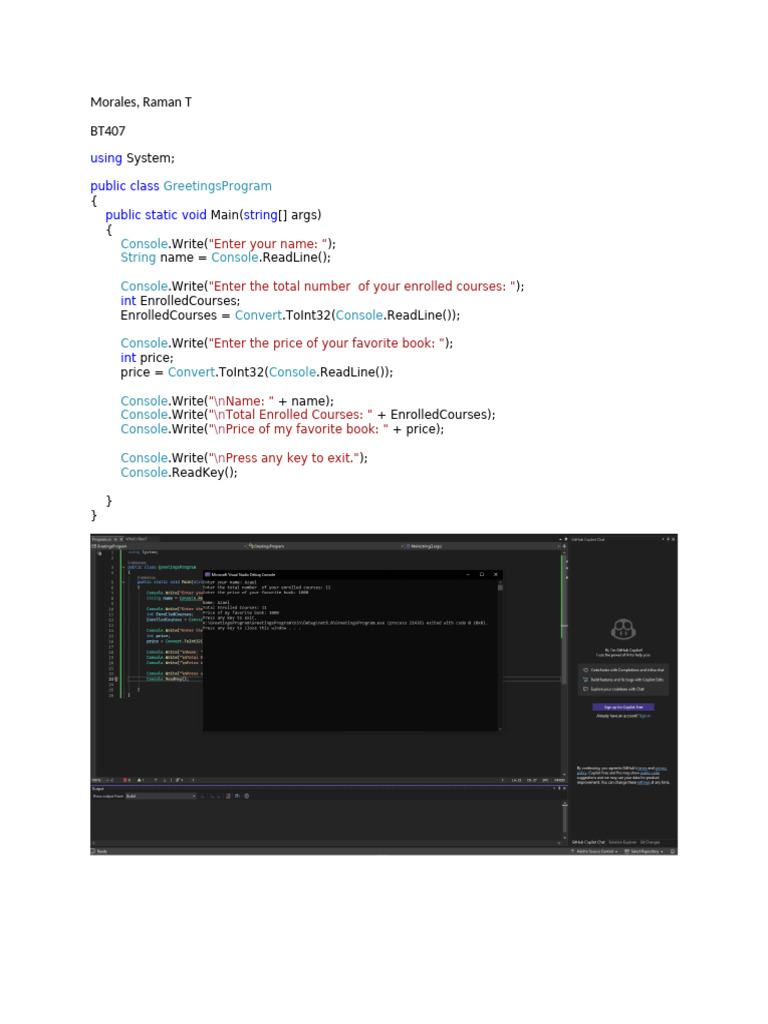 C# Console Greetings Program | PDF