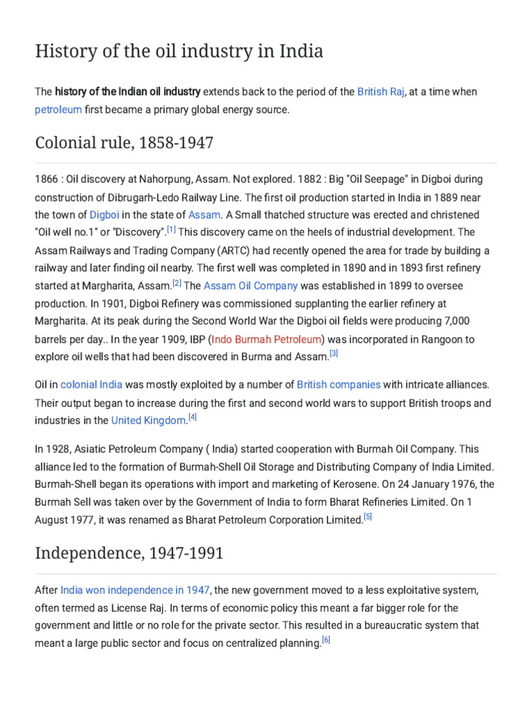 Evolution of India's Oil Industry History | PDF | Economies | Petroleum