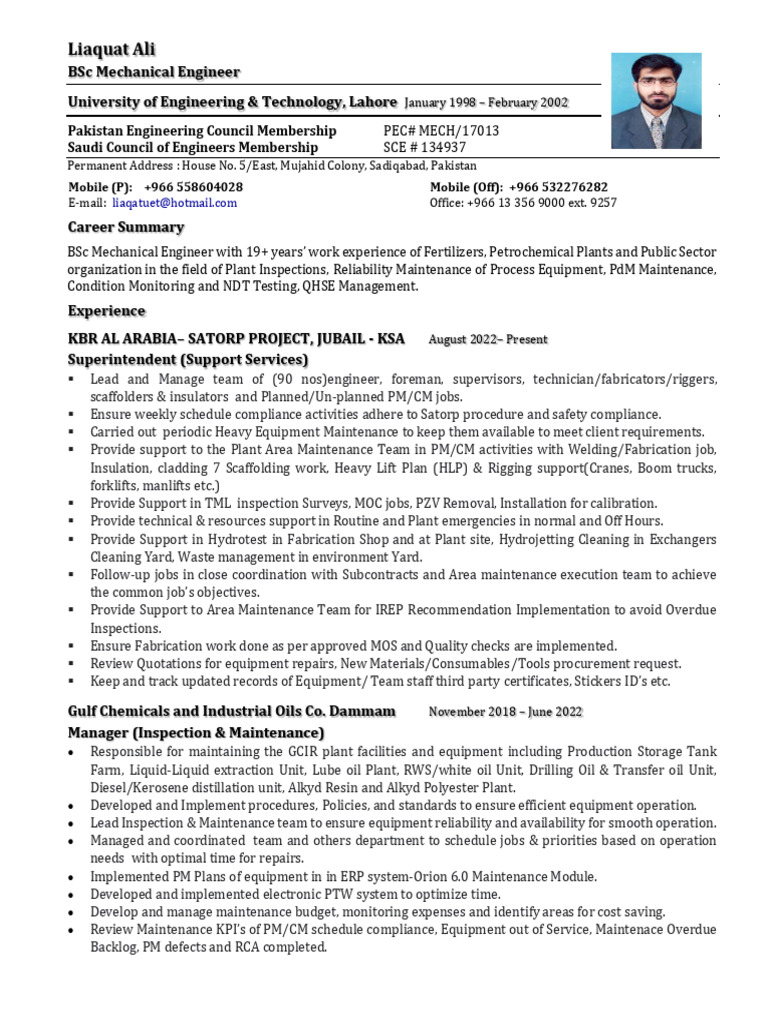 Mechanical Engineer with 19+ Years Experience | PDF | Nondestructive ...