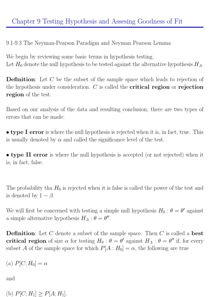Neyman Pearson2 | PDF | Statistical Significance | Type I And Type Ii ...