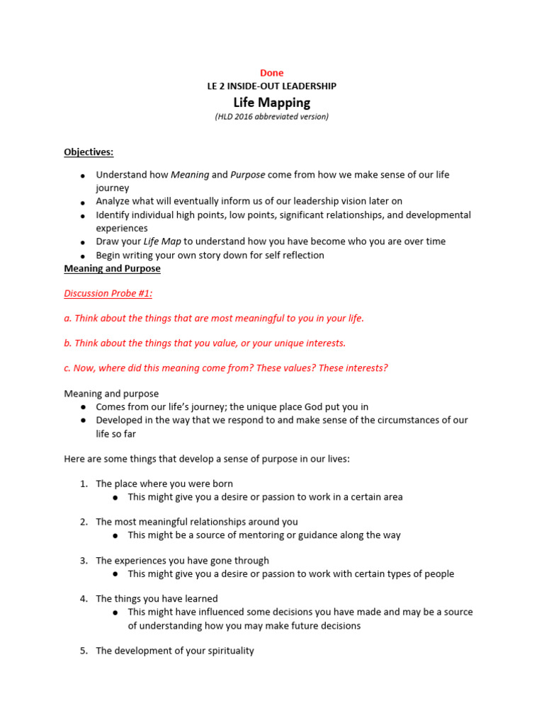 Life Mapping for Leadership Insights | PDF | Behavioural Sciences ...