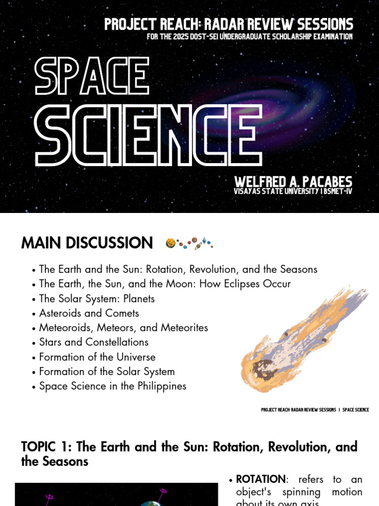 Project REACH RADAR Review Sessions - Science (Space Science ...