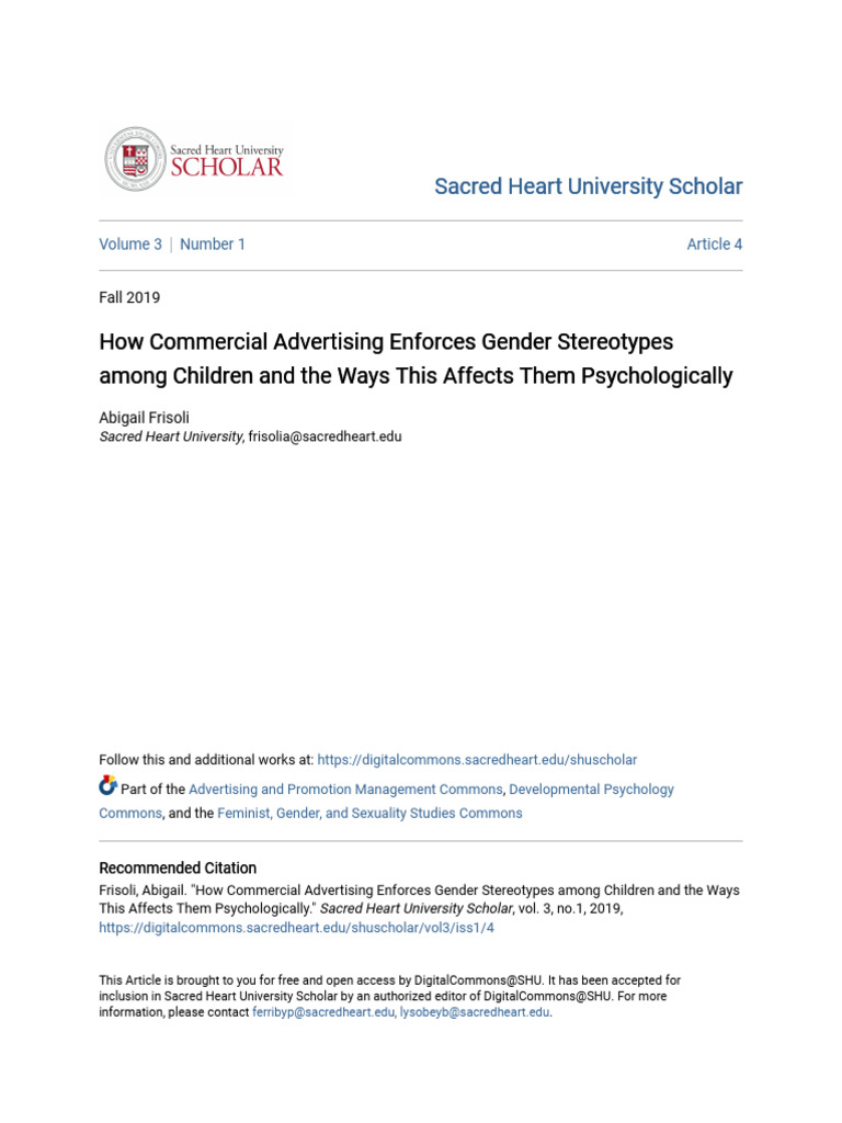 Gender Stereotypes in Children's Advertising | PDF | Toys | Gender