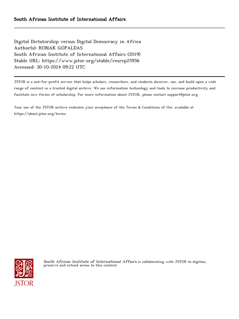 Digital Democracy vs. Dictatorship in Africa | PDF | Democracy ...