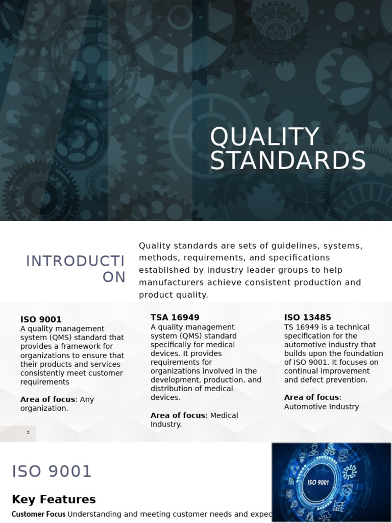 Quality Standards: ISO 9001, 13485, TS 16949 | PDF | Quality Management ...