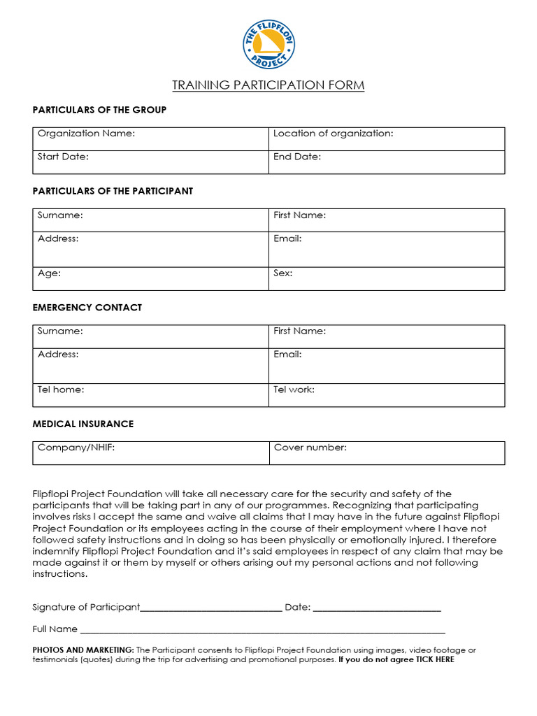 Training Participation Form | PDF