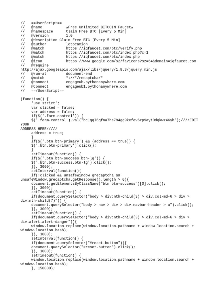 Free Unlimited BITCOIN Faucet | PDF