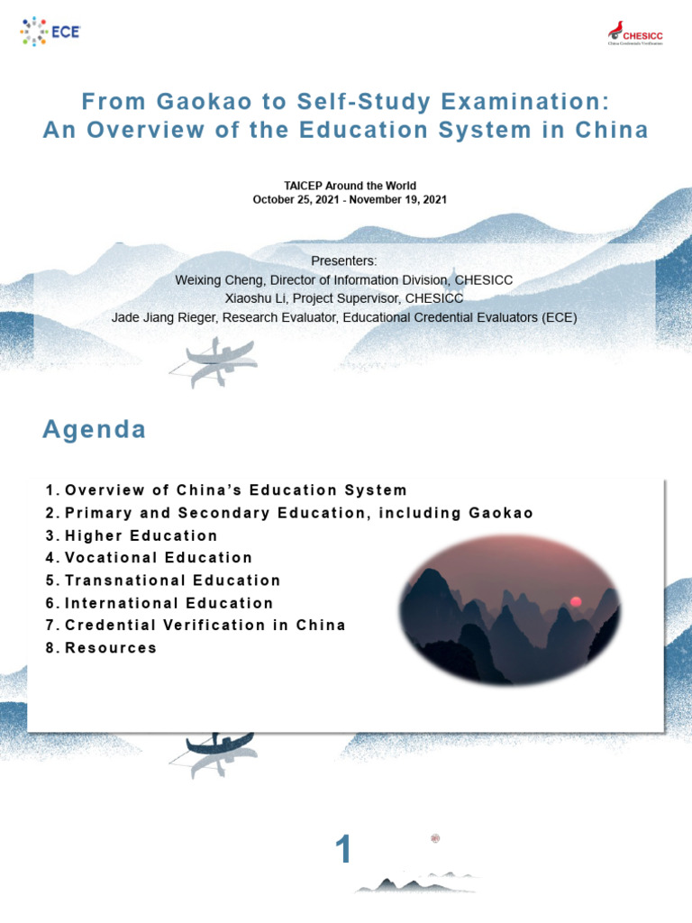 TAICEP 2021 An Overview of The Education System in China | PDF ...