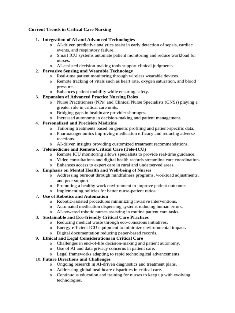 Trends in Critical Care Nursing 2023 | PDF | Intensive Care Medicine ...