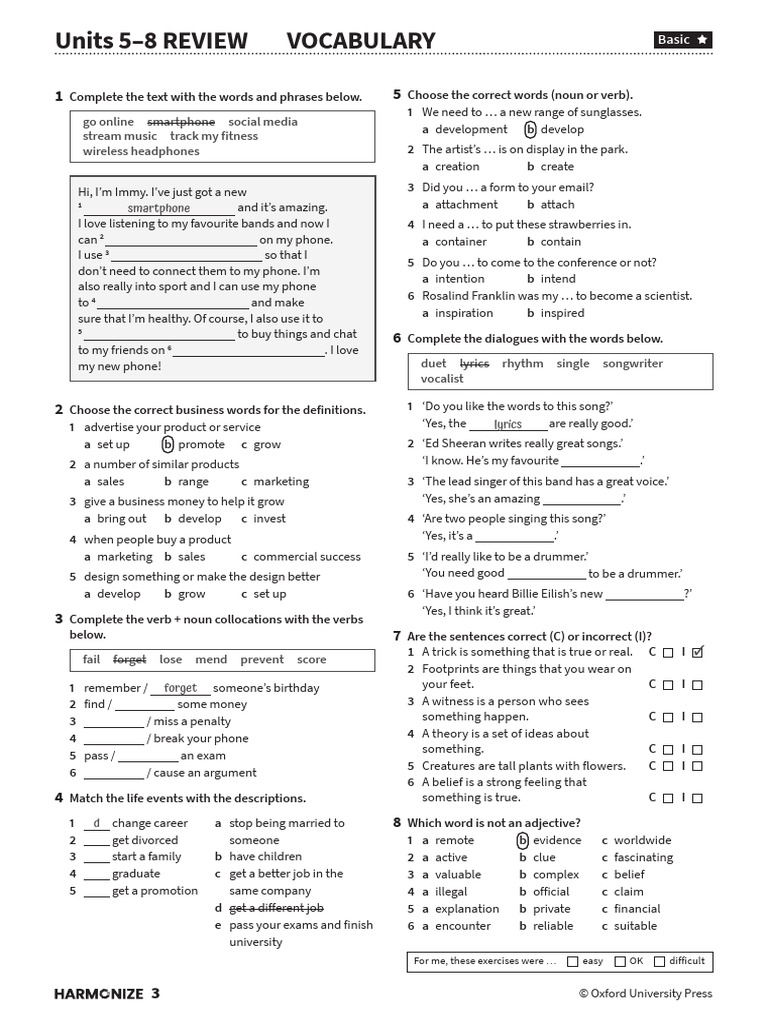 Harmonize 3 Workbook Review Answers | PDF | Linguistics