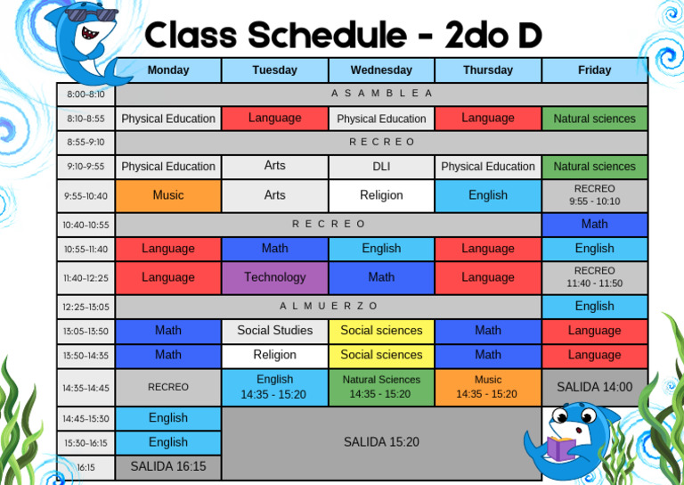 2do D Class Schedule Overview | PDF