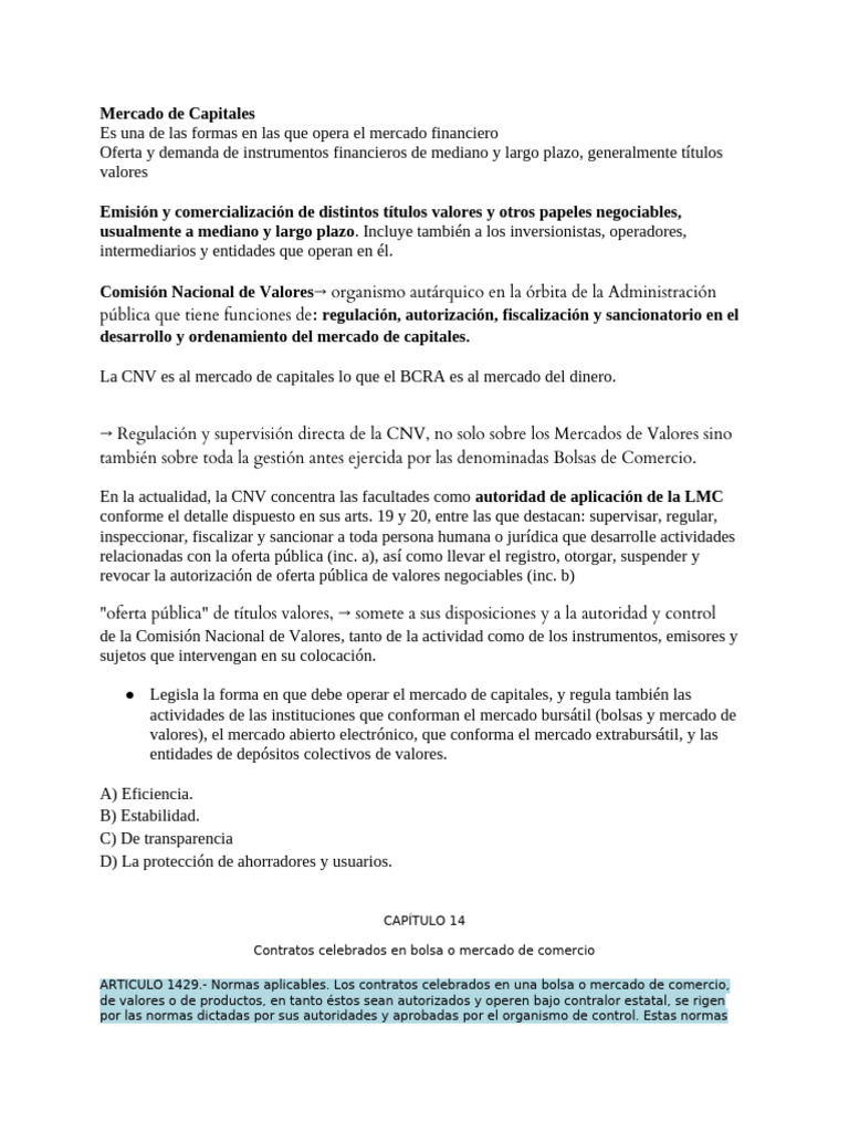 Funcionamiento del Mercado de Capitales | PDF | Bolsa | Bancos