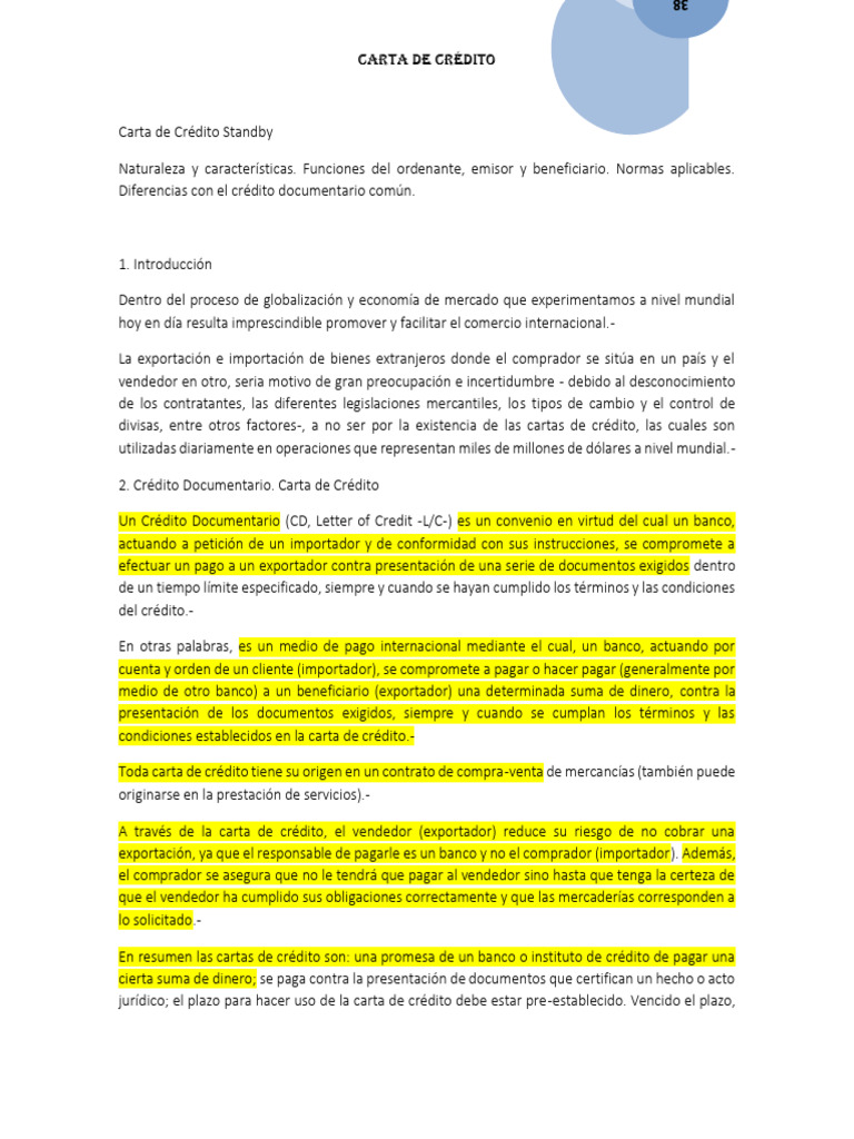Carta de Crédito | PDF | Carta de crédito | Bancos