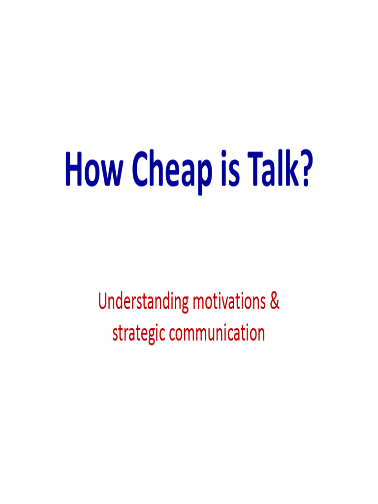 Cheap Talk in Strategic Decision-Making | PDF