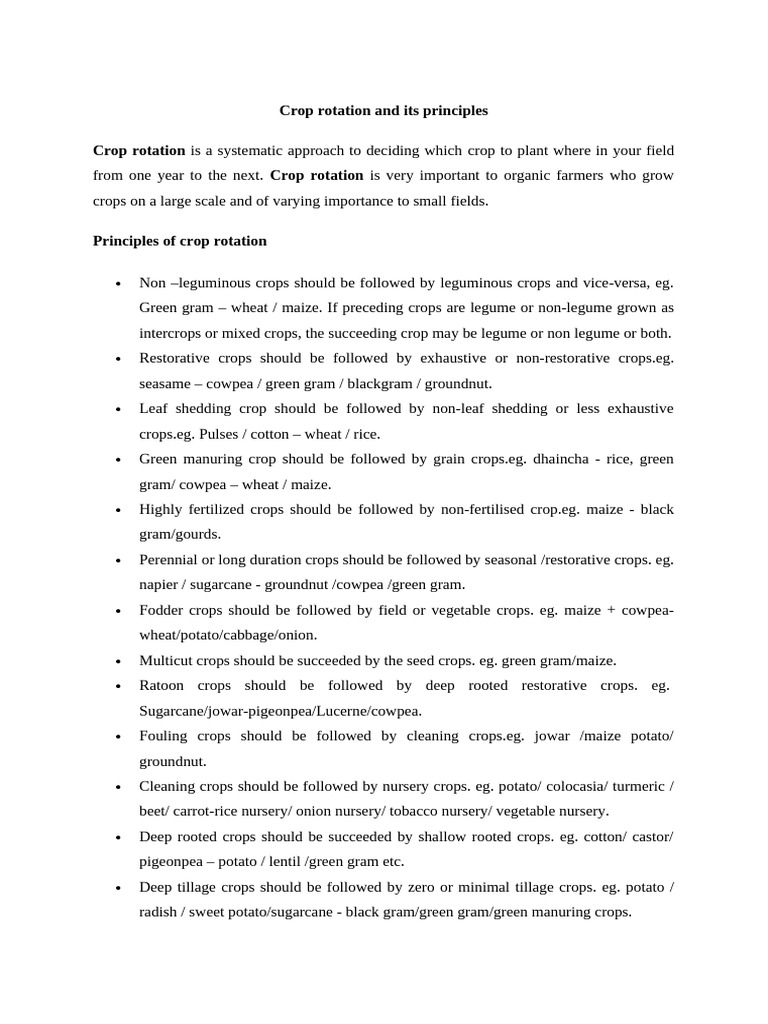 Principles of Crop Rotation Explained | PDF | Legume | Crops