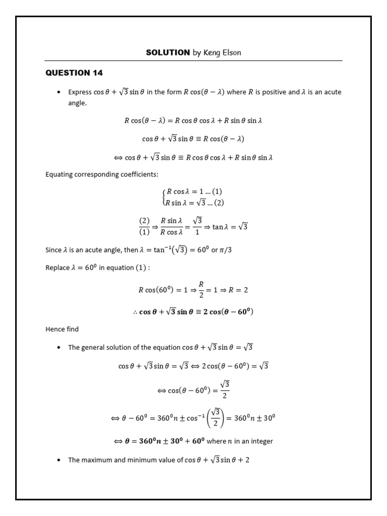 Trigonometric Solutions and Formulas | PDF | Complex Analysis ...